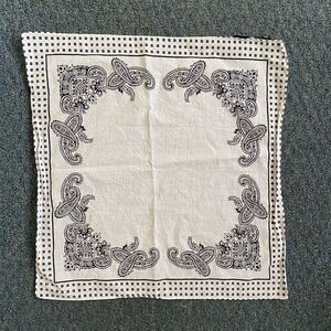 Sprezza New York square paisley print white and black bandana 19.5x19.5